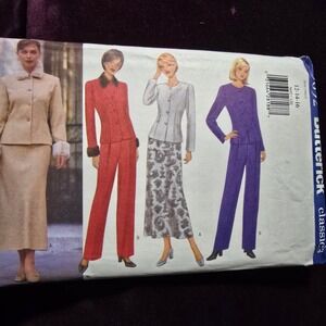 Butterick 5692 Semi Fit Jacket Tapered Pants Bias Skirt Pattern 12 14 16 Uncut
